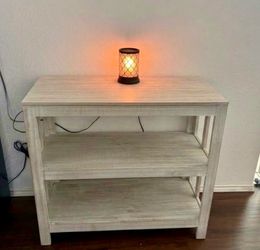 White Wood Console Table with Two Shelves