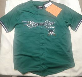 One Piece Straw Hat Crew Zoro Green Baseball Jersey Shirt Size M