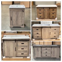 20" to 72" Barn Door Bathroom Vanity Cabinet Available Starting at $195
