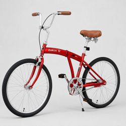 26" Red Folding Cruiser Bike w/ Tan Trim (Zukka)  [NEW] **Assembly Req 