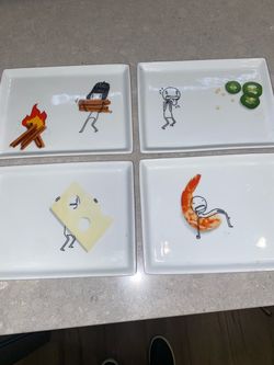 Crate & Barrel CB2 Set Of 4 Oliver Appetizer Plates -5”x65”