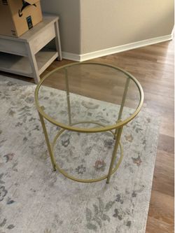 Gold & Glass Round Side Table – Modern Accent Table