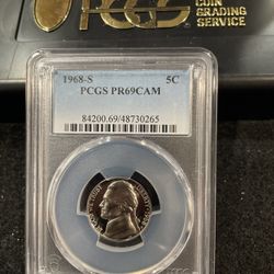 1968 S Gem Proof Jefferson Nickel Graded At PR69 Deep Cameo S-20