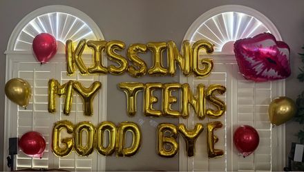 Kissing My Teens Goodbye Balloon Banner Birthday Party Gold, 20th Birthday Party Decor Balloons for Twenties Birthday 20 Years old Anniversary Party D