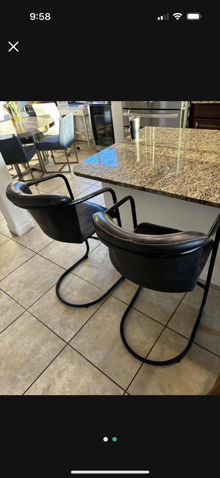Potato Barn Leather Black distressed Counter Stools 