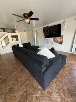 Black Fabric Sectional Sofa