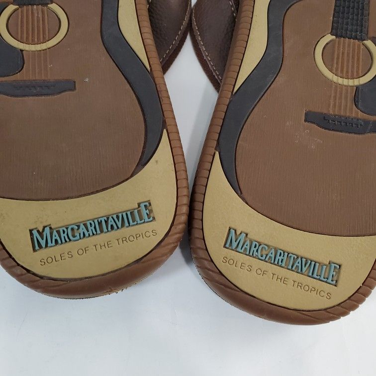 Jimmy Buffet Margaritaville Men s 12 Sandals Guitar Flip Thong Leather Brown Jordan for Sale in Hinsdale IL OfferUp