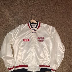 NWT  Vintage Chalk Line 1988 Coca Cola Olympic USA Satin Jacket sz XL Rare 