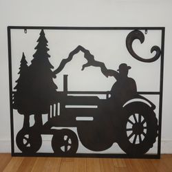 Large Metal Brown Farm Wall Art Rare Vintage Piece