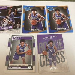 Lot Of 5 NBA Sacramento Kings De’Aaron Fox Rookie Cards