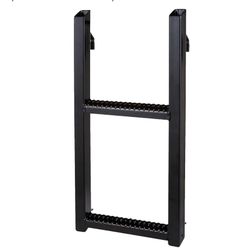  2-Rung Retractable Truck Step, 17.38 x 30.25 Inch, Black Powdercoat, Non-Slip Treads With L-Shaped Bracket, 14 Inch Bolt Center, Truck & Trailer Acce