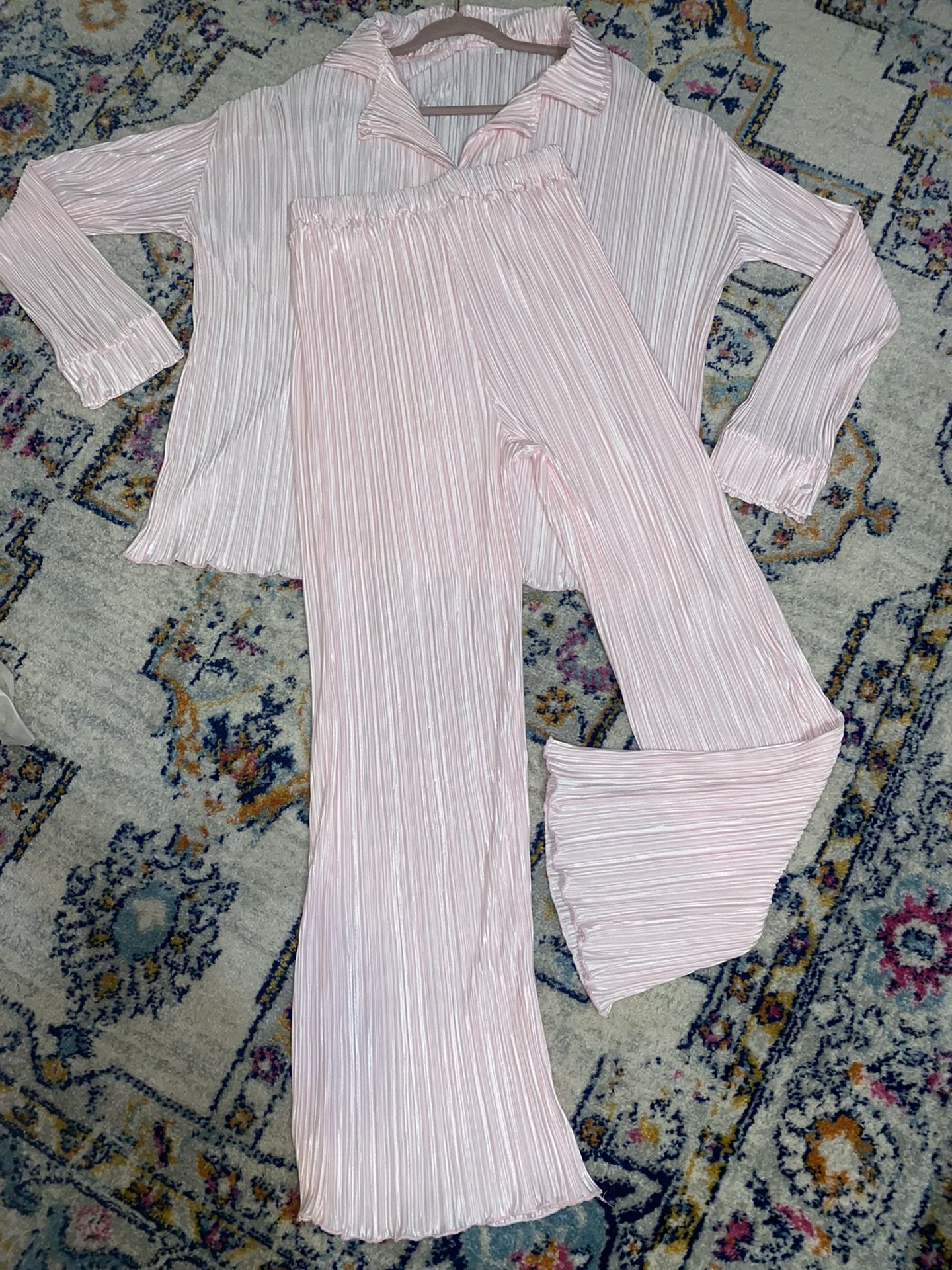 Baby pink two piece pant suit set