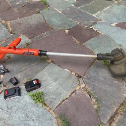 Black and Decker Cordless 20V  10-Inch String Trimmer, 2 Batteries and Charger, extra trimmer string  Included