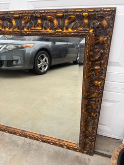 Large Ornate Gold and Brown Framed Mirror