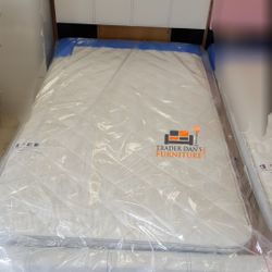 Brand New Twin Size White Leather Platform Bed Frame +Mattress 