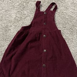 Toddler girl burgundy overall dress