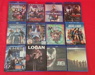 12 Superhero Blu-ray Movie Lot - Marvel & DC