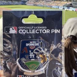 2026 Los Angeles LA Dodgers Opening Day Pin Stadium Arizona DBacks Movin Hot Dog