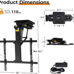 ❤️‍🔥 360° Manual Swivel Electric Flip Down TV Mount for 32–75 Inch Flat/Curved Screens, Remote Control, 0–80° Electric Tilt, for Living Room, Bedroom