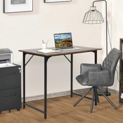 Small Modern Multi-Use Simple Computer Desk for Home Office Study Writing (Brown, 32 inch)