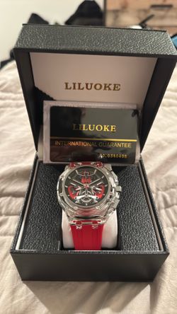 Brand new skeleton watch red strap