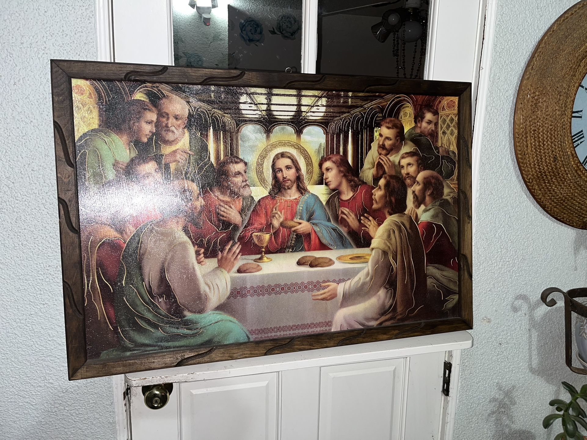 Last Supper Print Wood Frame