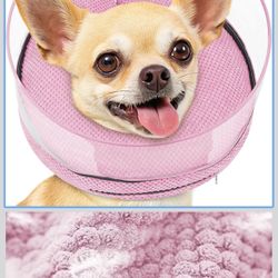 Soft Inflatable Dog Cone for Surgery Recovery, Protective Dog Donut Collar with Shield to Stop Licking Wounds, 2-in-1 Patented Comfort Blow-Up Collar 