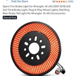 Spare Tire Brake Light for Wrangler JK JKU 2007-2018 LED 3rd Third Brake Light, Plug-N-Play Wheel Lights, Red Ring Rear Brake Tail Light for Wrangler 