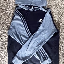 Adidas navyblue drawstring hoodie, L
