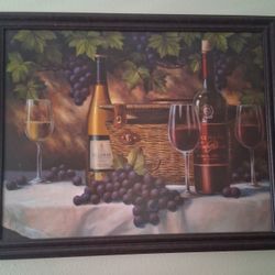 Framed picture on canvas