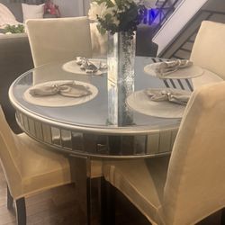 Elegant Mirror Dining Room Table With Chairs