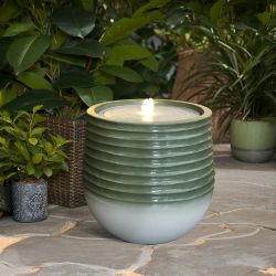 Emerald Top Ribbed Water Fountain with Lights, 19.5" ，F2382-S