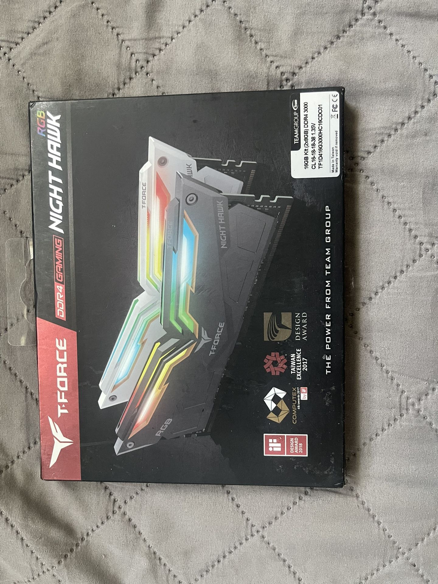 Team T-Force Night Hawk RGB 16GB (2 x 8GB) DDR4 3000 MHz RAM Desktop Memory