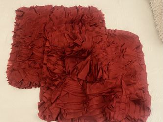Pier 1 Red Satin Layered Ruffle Decor Throw Pillow Case All Ruffles 15” X 15”