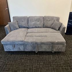 Corduroy Sleeper Pull Out Sofa Bed Sectional Couch with Reversible Storage Chaise