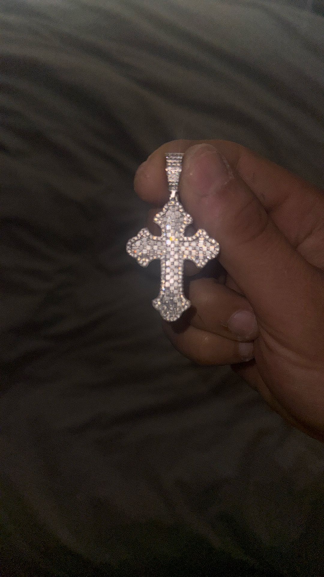 Moissanite Baguette Cross Pendant