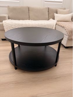 Black round coffee table, 2-level