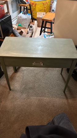 Green Painted Wood Desk with Drawer
