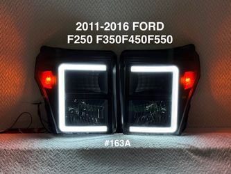 2011 TO 2016 Ford F250 F350 F450 F550 Super Duty Headlights DRL Black