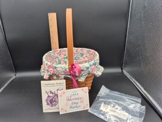 LONGABERGER 1993 Mother's Day Basket W/Fabric Liner & Plastic Protector