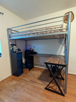 Grey Metal Bunk Bed and Desk (separately) - READ DESCRIPTION