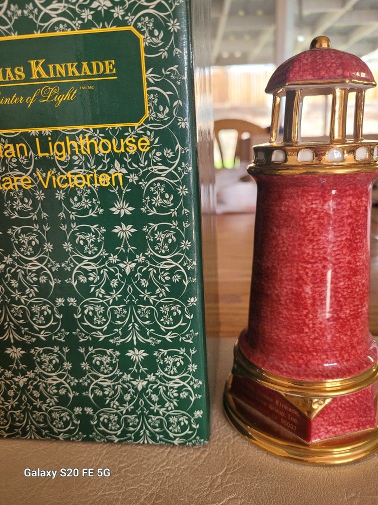 Thomas Kinkaid Light House.  4" Wide At The Base.  Never Used.  Box Included