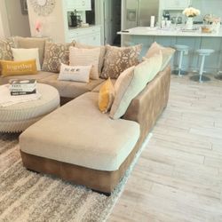 Beige L Shaped Sectional Sofa 