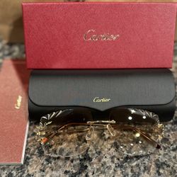 Wire Glasses Big C Brown Tint Gold 