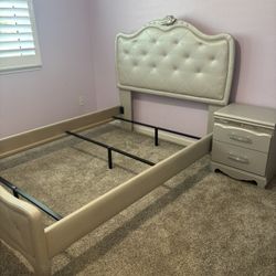 Girls Princess Bedroom Set Full Bed Dresser Nightstand 