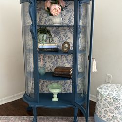 Blue Glass Curio Cabinet
