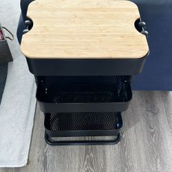 Side table with organizer racks