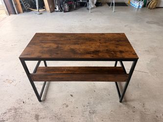 Industrial Wood and Metal Desk with Shelf
