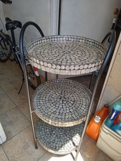 Mother Of Pearl Three-tier Round Side Table