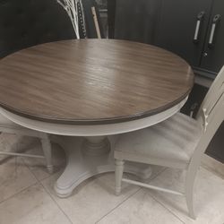 Round Dining Table Set Extend 2 Chairs ONLY 